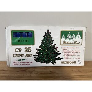 VTG NOS Enchanted Forest Christmas C9 1/4 String Outdoor Lights 25 Blue